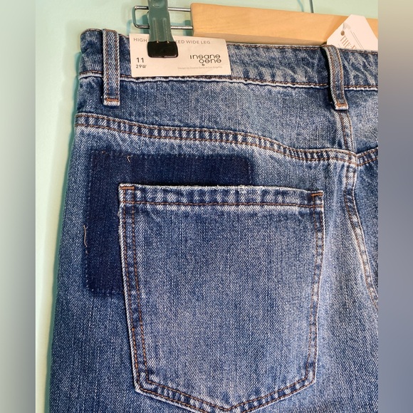Insane Gene Women’s 11/29 Patchwork Wide Leg Jeans High Rise Relaxed Fit NWT - Picture 7 of 14
